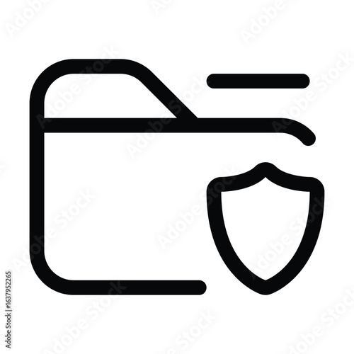 Outline folder shield icon to protect and secure directories.