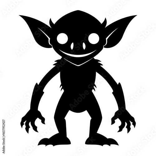 Vászonkép goblin vector clean black silhouette design white background