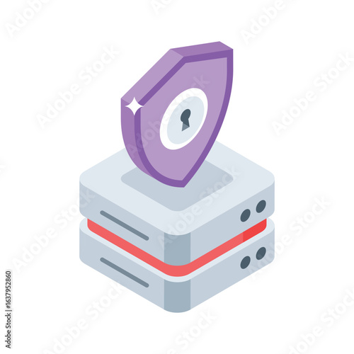 Premium isometric icon of server security infrastructure