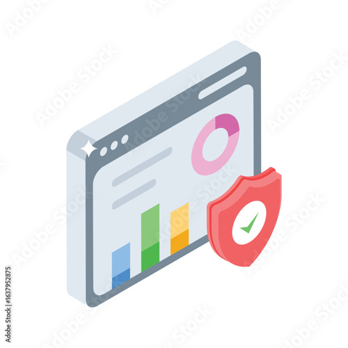Easy to edit isometric style icon of safe website