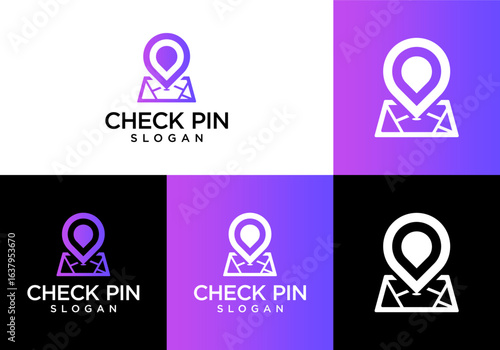 Fotografie map pin logo icon vector