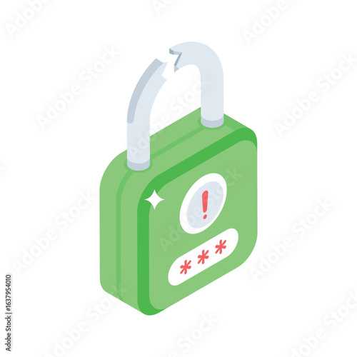 Well designed isometric icon showing privacy breach warning