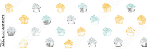 Seamless cupcakes simple print pattern, tile, sweet cupcake texture background for web or print