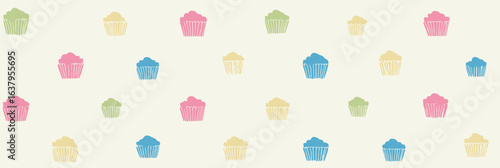 Seamless cupcakes simple print pattern, tile, sweet cupcake texture background for web or print