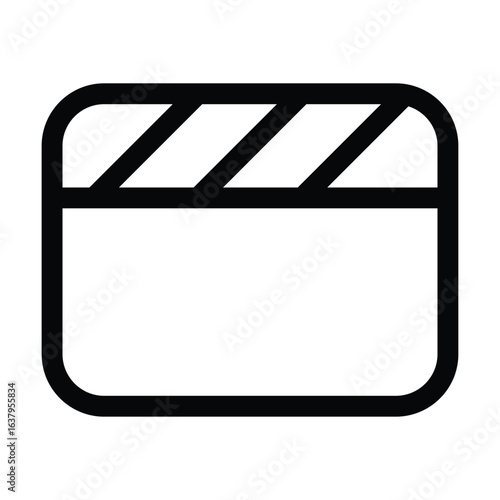 Outline clapperboard icon for film, movie, and production.