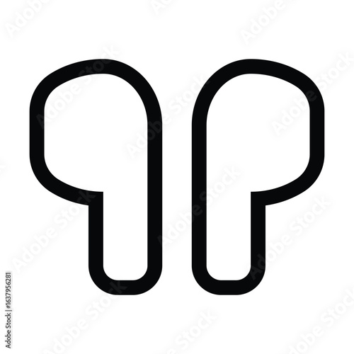 Outline earphone icon for wireless audio and listening