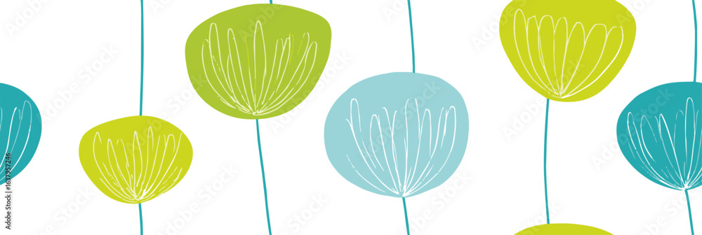 Fototapeta premium Seamless floral pattern with simple flowers, tile, flower texture background for web or print