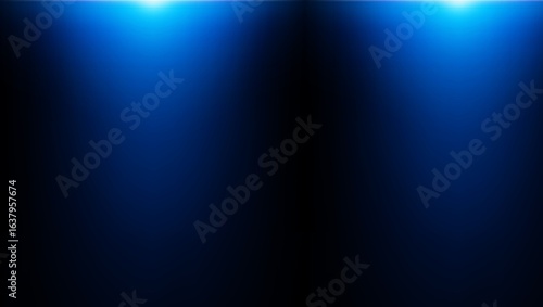 A dark blue gradient background with two bright light flares at the top edge of the composition space