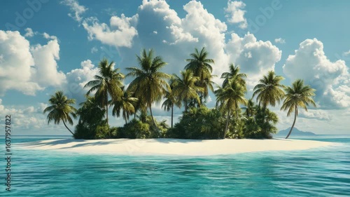 Wallpaper Mural A tropical island scene with palm trees and a clear blue sky. Torontodigital.ca