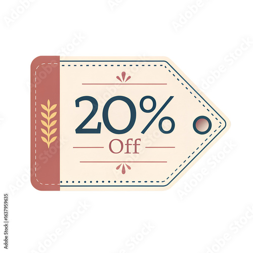 Sale Tag Discount 20% Off White Background Minimal Design