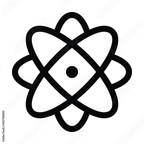 Outline atom icon for science, physics, and chemistry concepts