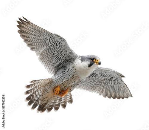Peregrine falcon in flight nature scene wildlife airborne view, isolated on transparent background, png