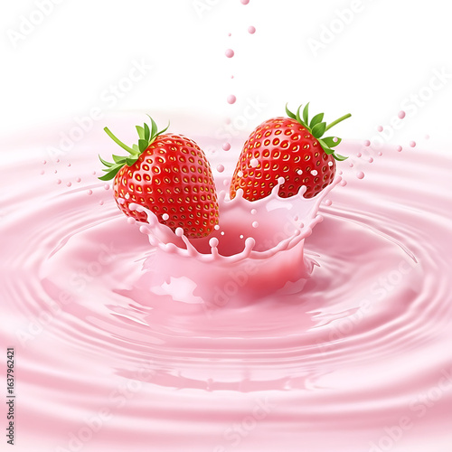 Strawberry splash in pink milk