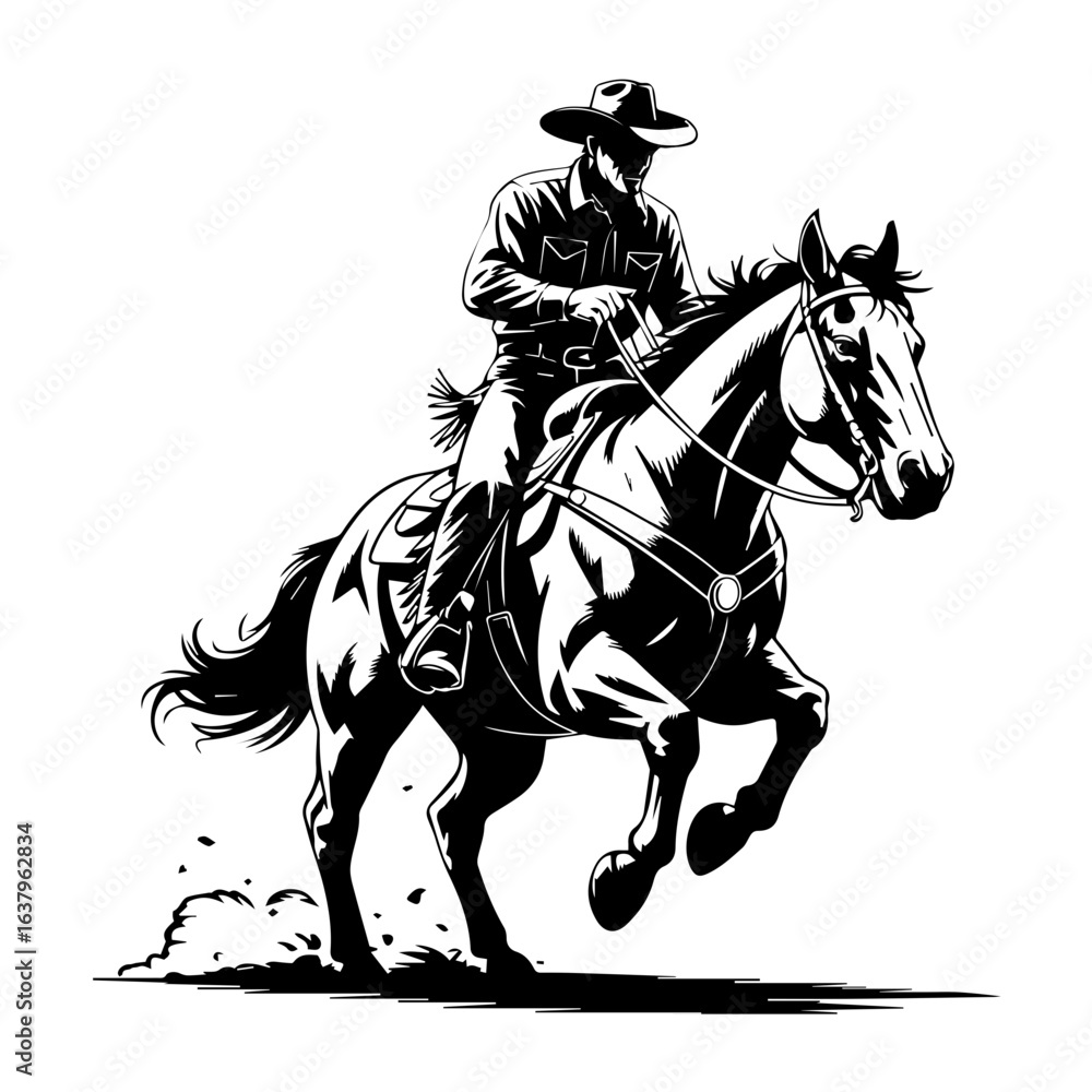 Fototapeta premium Vector Illustration of Cowboy Isolated on White