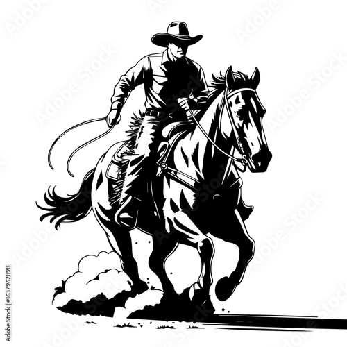 Vector Illustration of Cowboy Isolated on White