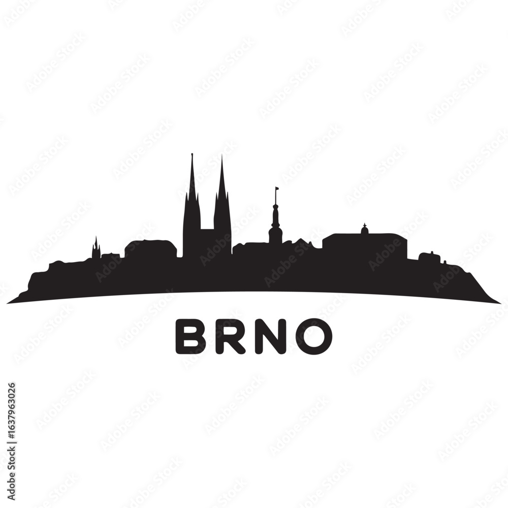 Fototapeta premium Brno skyline silhouette. Landscape Brno, Czech Republic. Vector black silhouette. with white background.