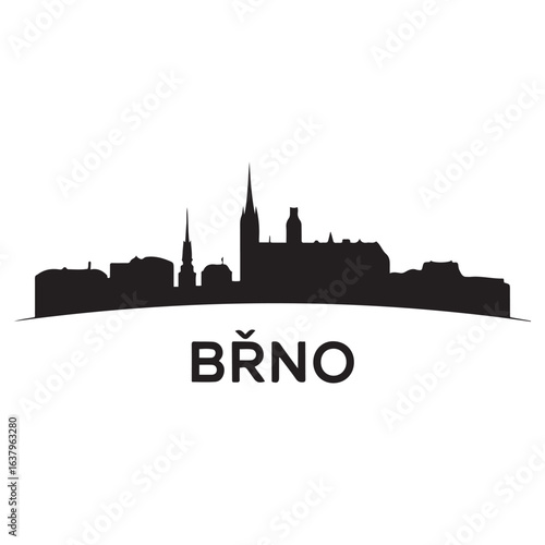 Brno skyline silhouette. Landscape Brno, Czech Republic. Vector black silhouette. with white background.