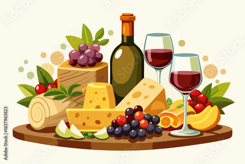 wine cheese and grapes