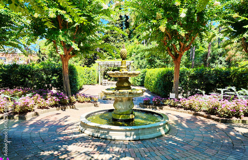 Fountain in Sandhills Horticultural Gardens, Pinehurst, North Carolina, USA