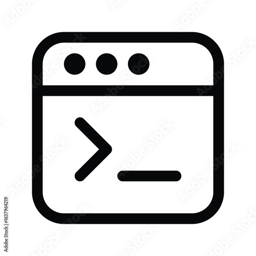 Outline terminal browser icon for command line web access.