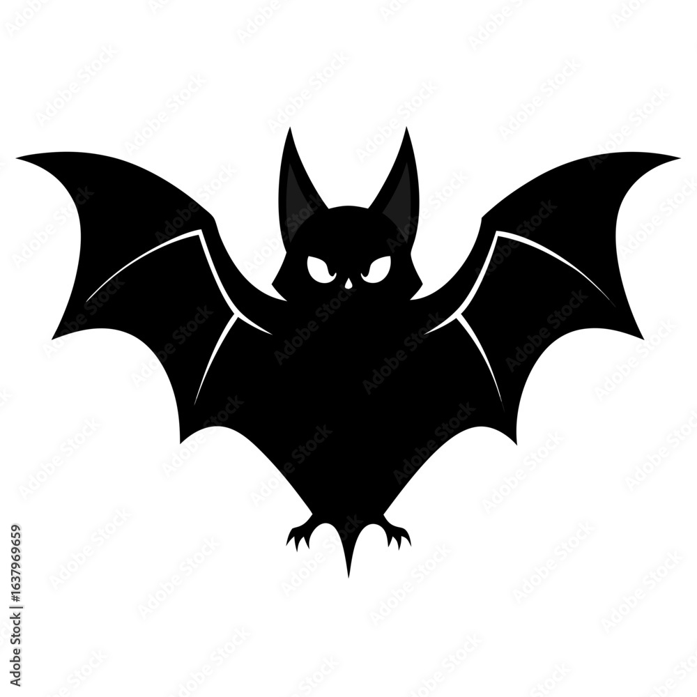 Obraz premium Bat vector clean black silhouette design white background