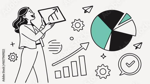 Businesswoman Presenting Growth Charts and Data.