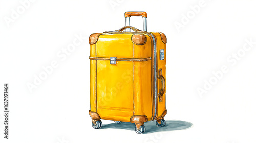 Travel luggage in watercolor illustration on white background