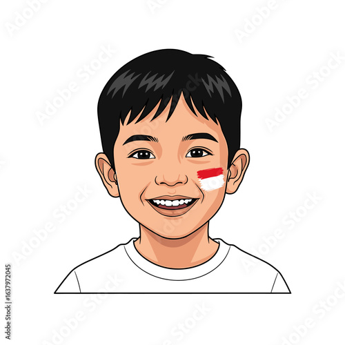 A joyful man leaps while holding and waving the Indonesian flag high in the air.