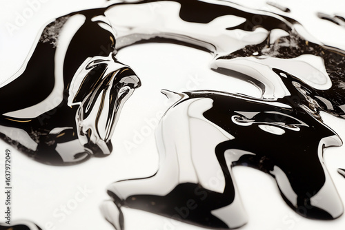 Splash of thick viscous oil in motion on isolated white background generated.AI