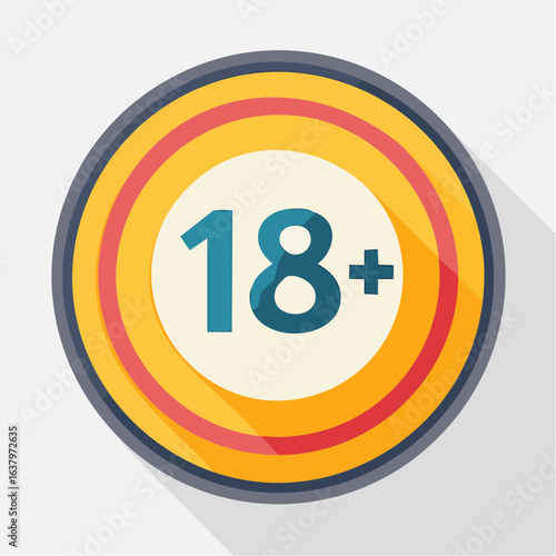 Minimalist flat vector icon set featuring 18 plus age restriction symbols, no under eighteen signs, and mature content warnings. Perfect for websites, apps, and printed materials requiring age verific