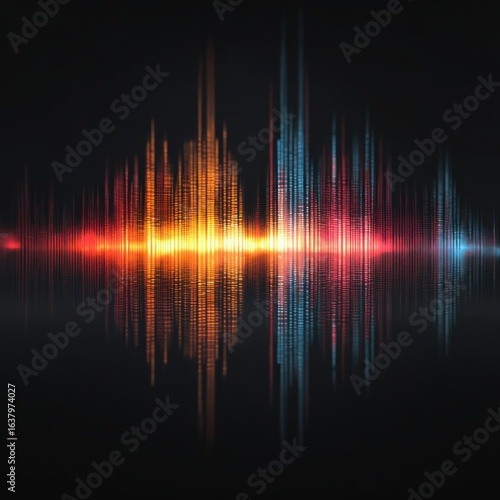 colorful soundwave reflection dark background