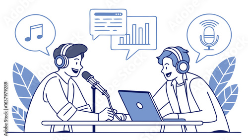 Two Podcast Hosts Recording an Episode Together.