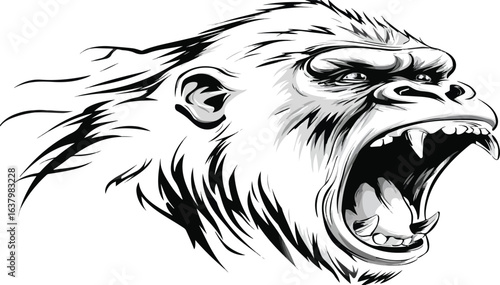 Angry gorilla head illustration graphic design