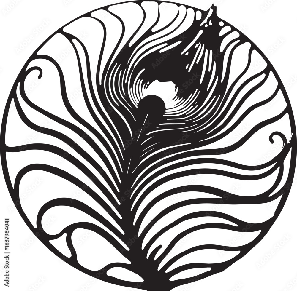 Obraz premium Intricate Circular Mandala Silhouette – Decorative Geometric Pattern Design