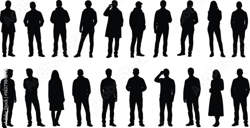 Collection of diverse human figures in silhouette style