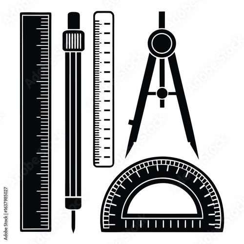 Drafting tools geometric instruments ruler pencil