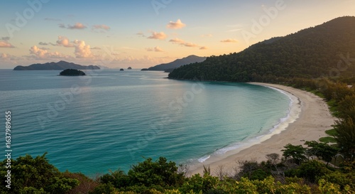 Wallpaper Mural Serene Sunset Over a Secluded Tropical Beach in Malaysia: Breathtaking Coastal Panorama at Golden Hour Torontodigital.ca