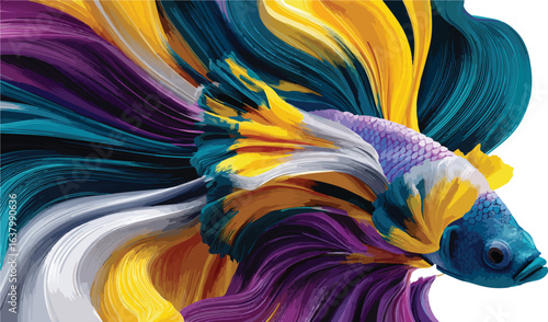 Colorful betta fish fin illustration