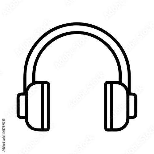 Headphones vector icon illustration audio music listening device sound entertainment gadget line art