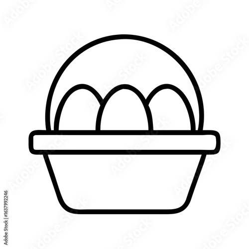 Outline drawing of easter eggs in a basket for easter holiday celebration and decoration project