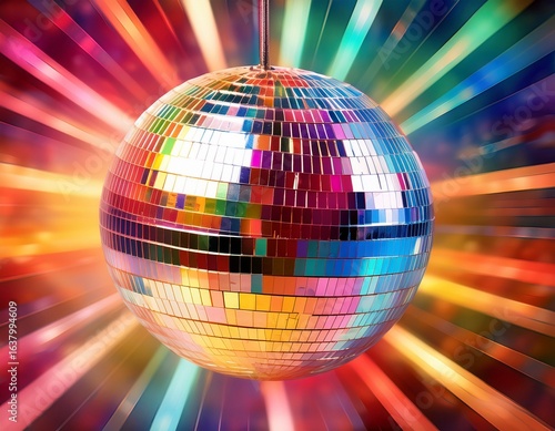 colorful disco ball in a vibrant background