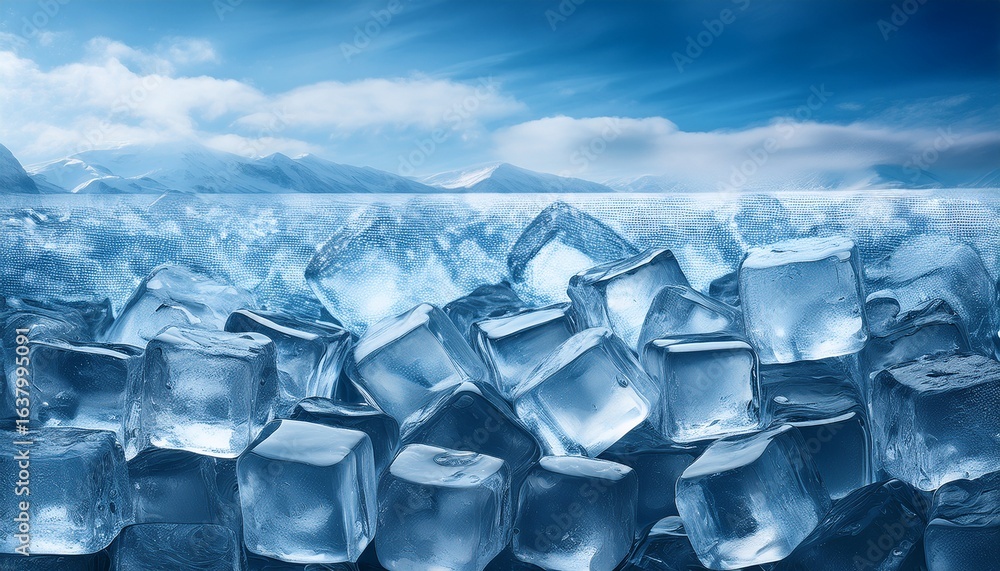 Obraz premium wide ice cubes background