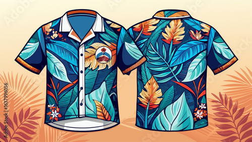 Very beautiful Mockup of short sleeved shirt for customizable printed fabric designs, customizable background. white background