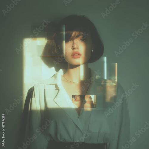 Emotional Turmoil in a Distorted Portrait – Minimal, Surreal and Abstract Lofi Album Cover Art