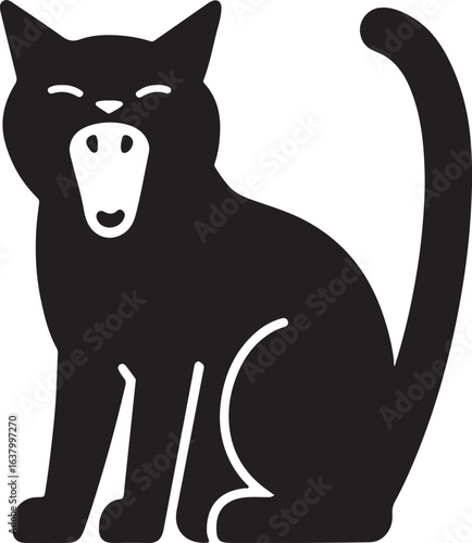 Cat yawning, silhouette vector illustration
