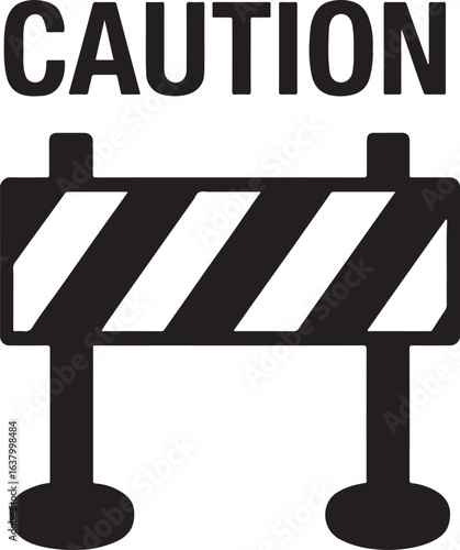 Caution tape icon silhouette vector, perfect for safety warnings, hazard barriers, and restricted areas.