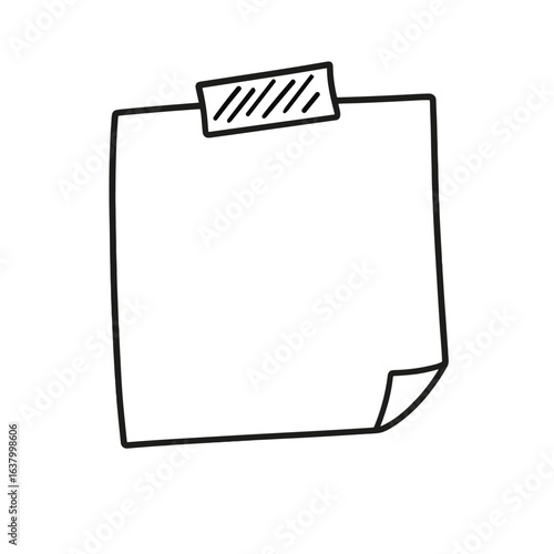 Handgezeichnete Notizzettel Vektor Illustration Minimalistisch Sticky Notes Büroklammer Klebeband Pin Wellenrand Outline Grafik Dekoration Planung Scrapbooking Wandkunst Social Media Design Element Vo
