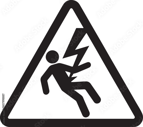 Electrical shock risk silhouette vector icon, ideal for safety warnings, hazard alerts, and electrical danger signs.