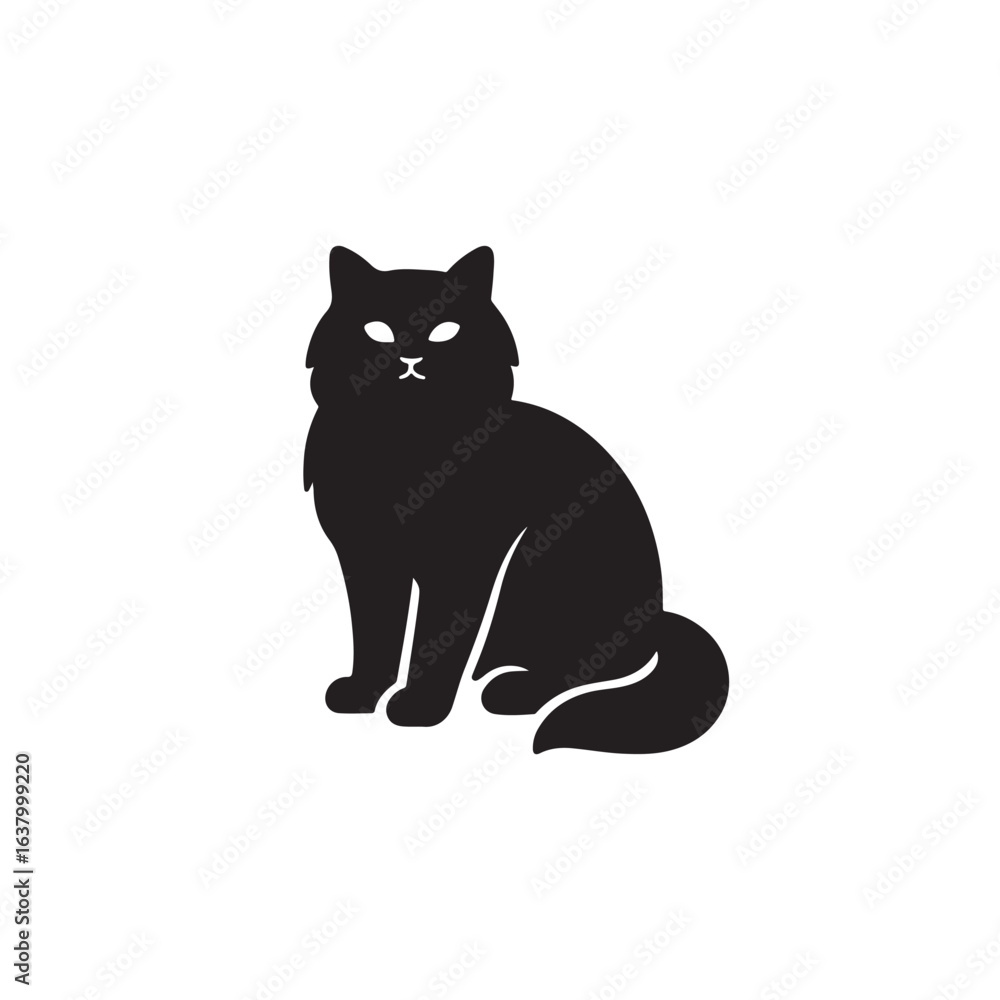 Obraz premium Sitting cat silhouette vector icon