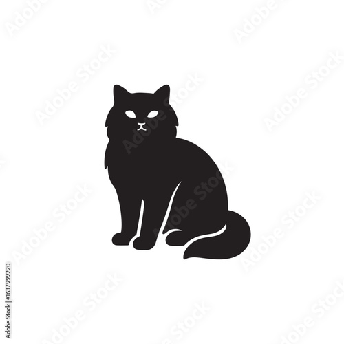 Sitting cat silhouette vector icon